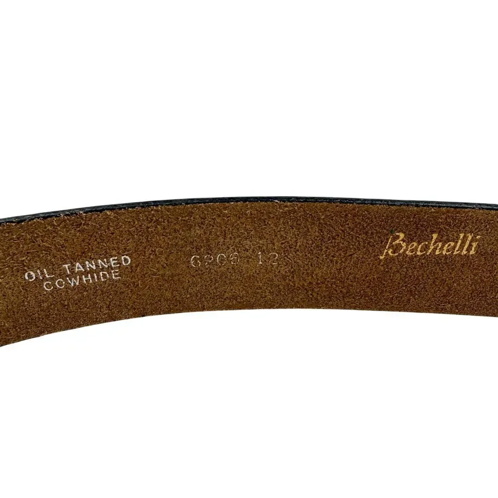Bechelli Oil-Tanned Cowhide Leather Belt Strap Black Size M 34–36 USA Western